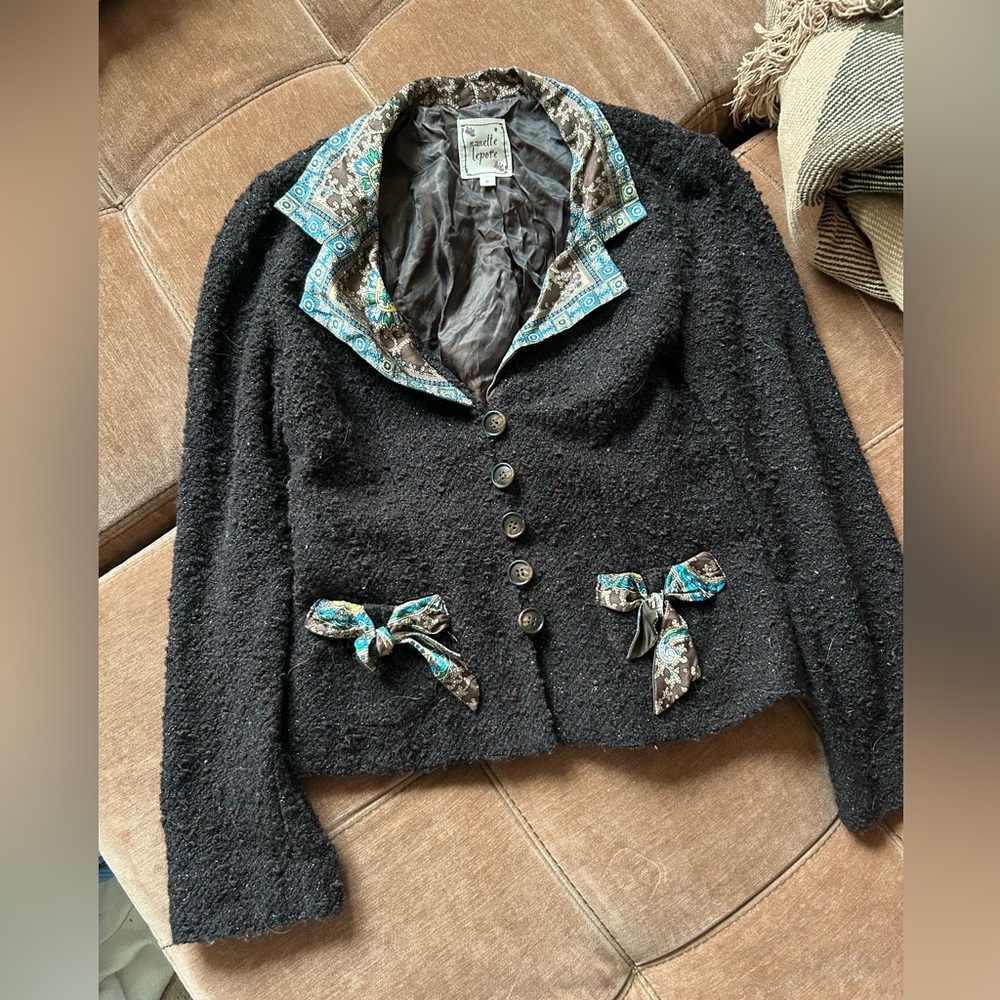 Nanette Lepore silk wool Brown Paisley-Lined Jacket blazer